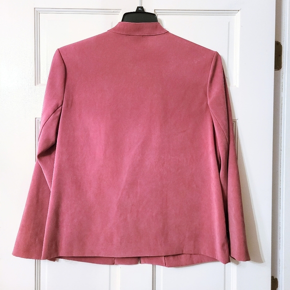 EUC Southern Lady Mauve-Pink Floral Embroidery Short Collar Suede Texture Jacket - Picture 3 of 4